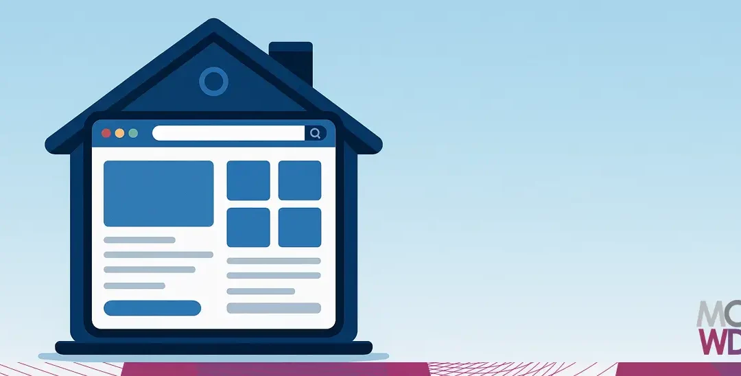 Illustrazione di una casa digitale che rappresenta un sito web moderno